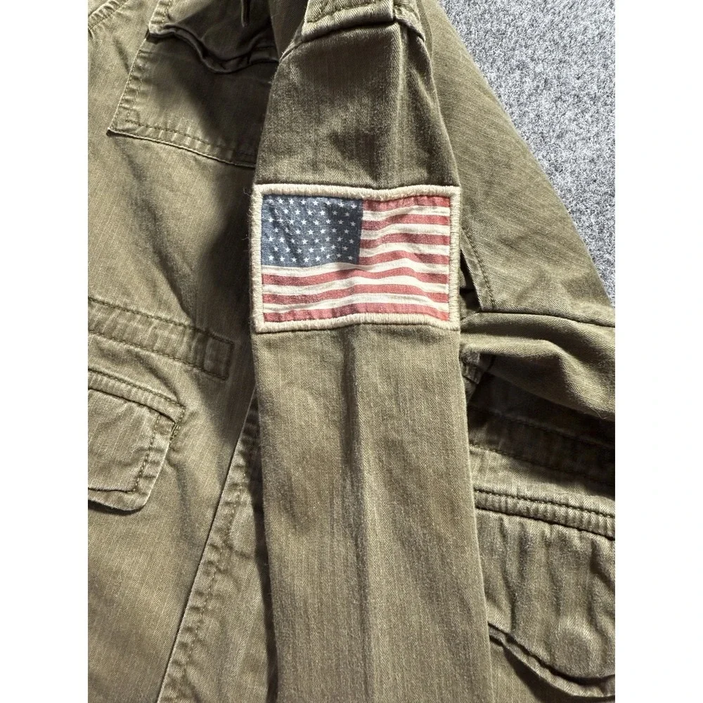 Polo Ralph Lauren Boys Kids Green Cotton Patch Field Coat Jacket Size 7 Military